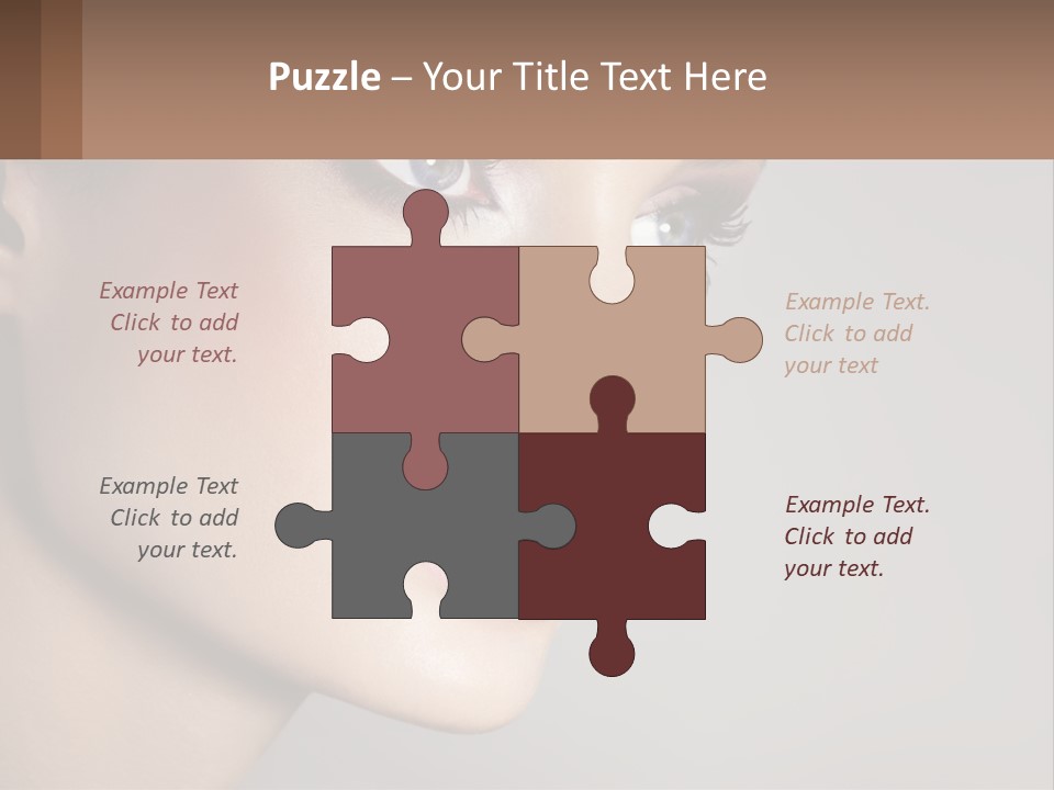 A Woman With Blue Eyes And A Brown Background PowerPoint Template