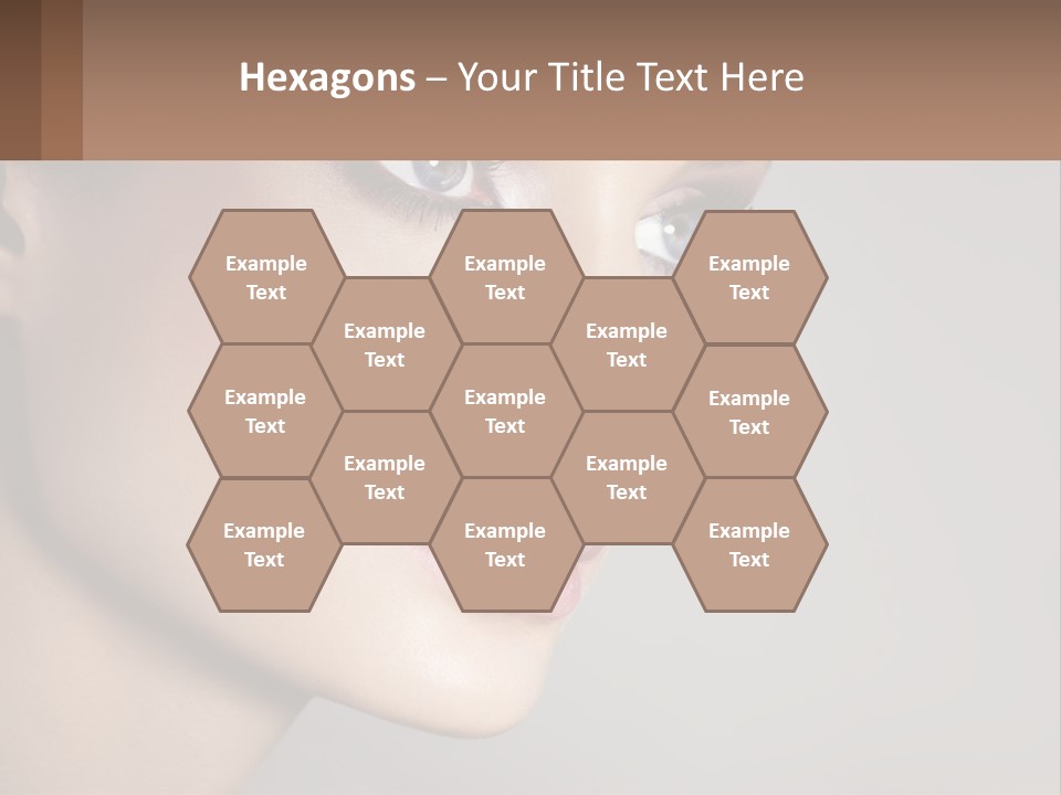 A Woman With Blue Eyes And A Brown Background PowerPoint Template