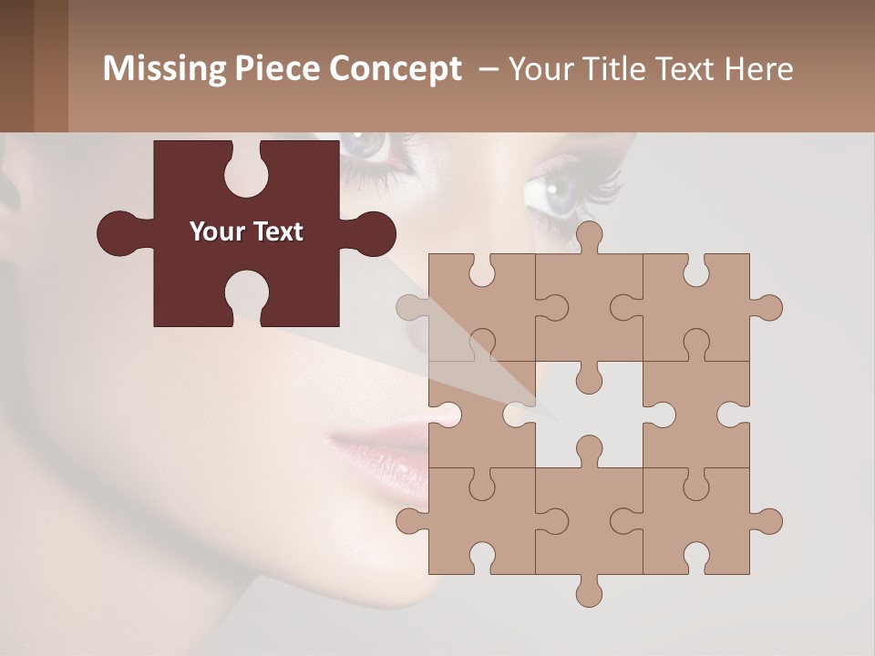 A Woman With Blue Eyes And A Brown Background PowerPoint Template