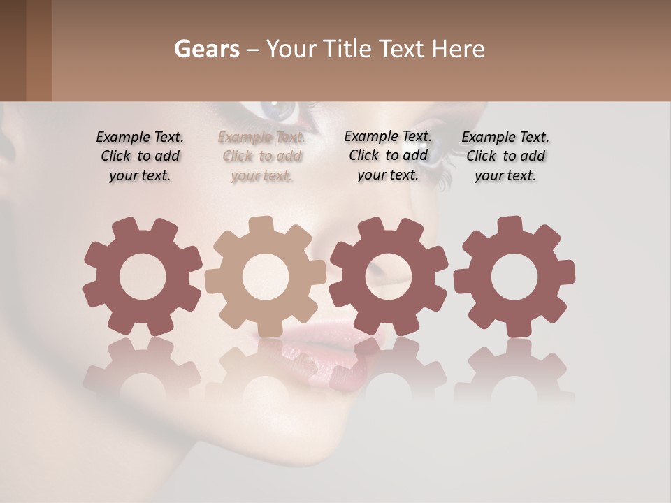 A Woman With Blue Eyes And A Brown Background PowerPoint Template