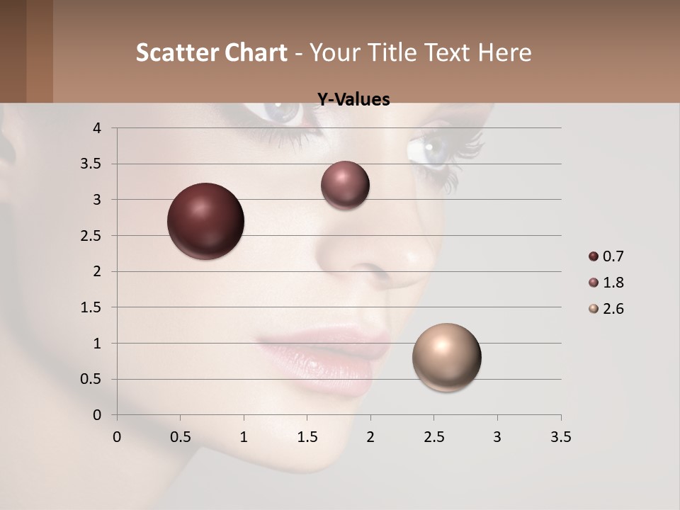 A Woman With Blue Eyes And A Brown Background PowerPoint Template