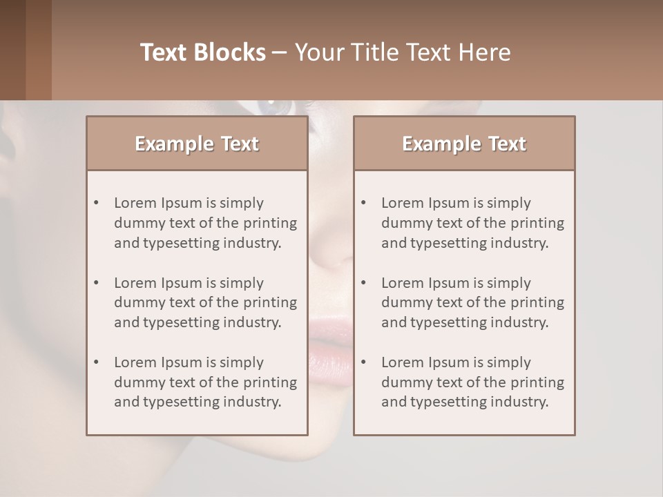 A Woman With Blue Eyes And A Brown Background PowerPoint Template