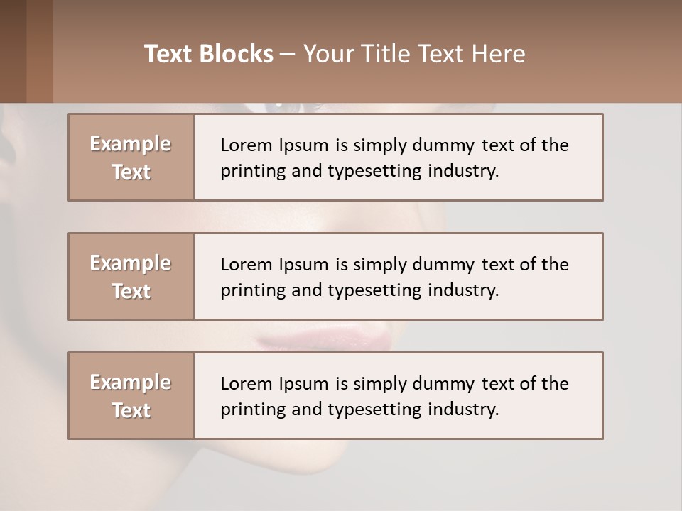 A Woman With Blue Eyes And A Brown Background PowerPoint Template