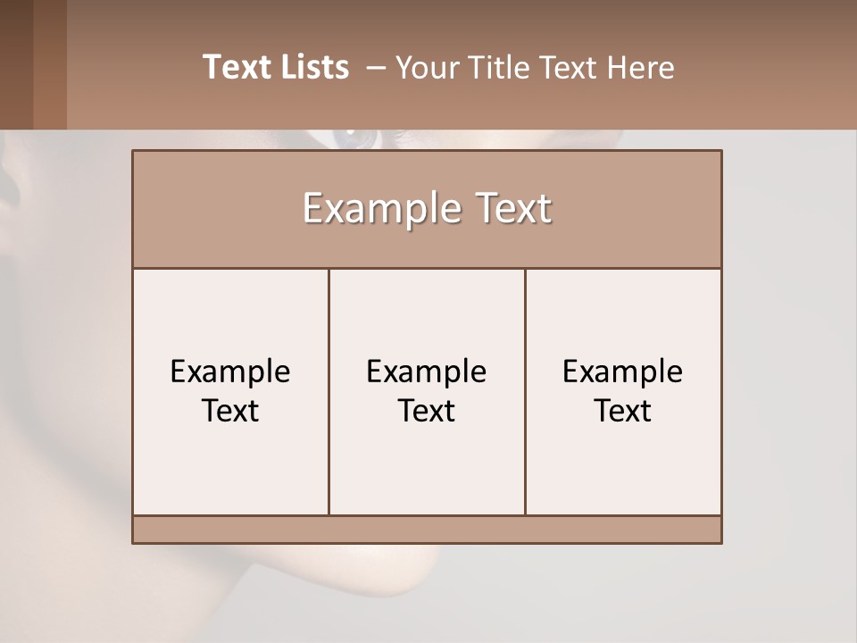 A Woman With Blue Eyes And A Brown Background PowerPoint Template