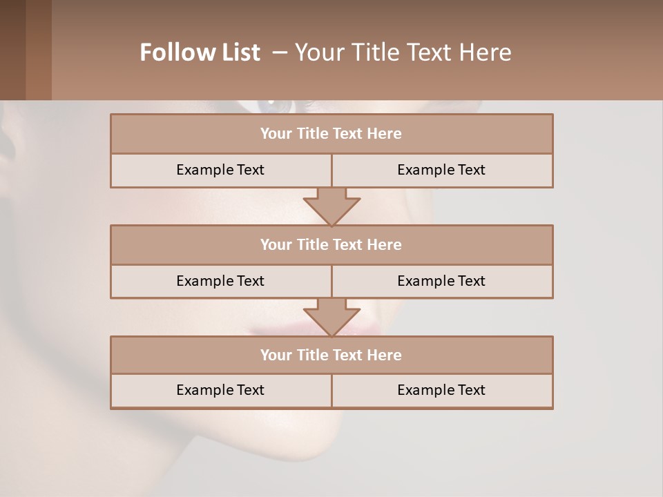 A Woman With Blue Eyes And A Brown Background PowerPoint Template