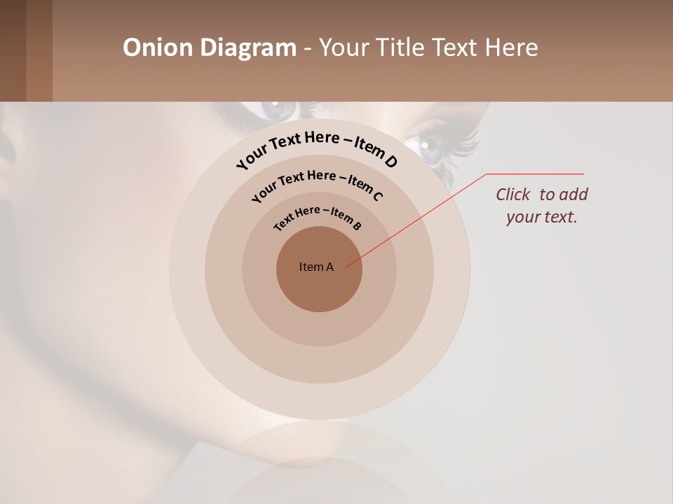 A Woman With Blue Eyes And A Brown Background PowerPoint Template