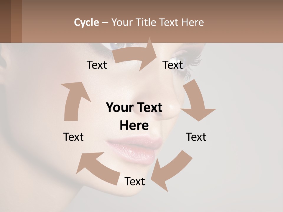 A Woman With Blue Eyes And A Brown Background PowerPoint Template