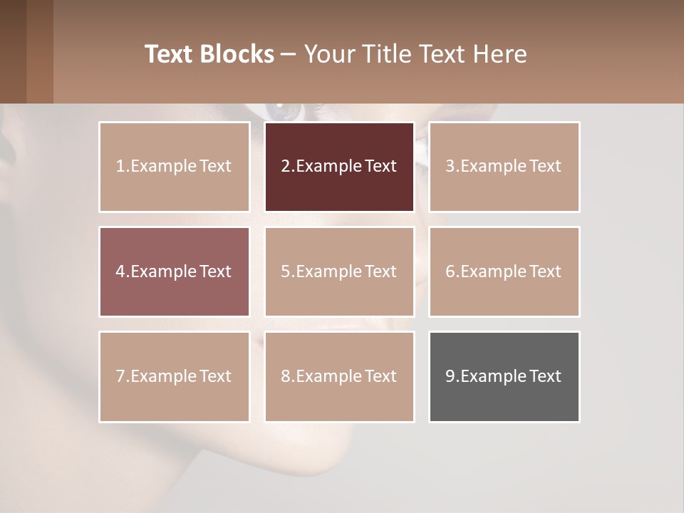 A Woman With Blue Eyes And A Brown Background PowerPoint Template