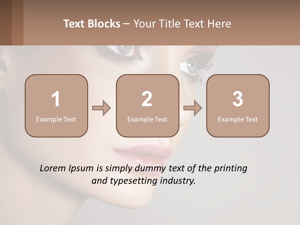 A Woman With Blue Eyes And A Brown Background PowerPoint Template