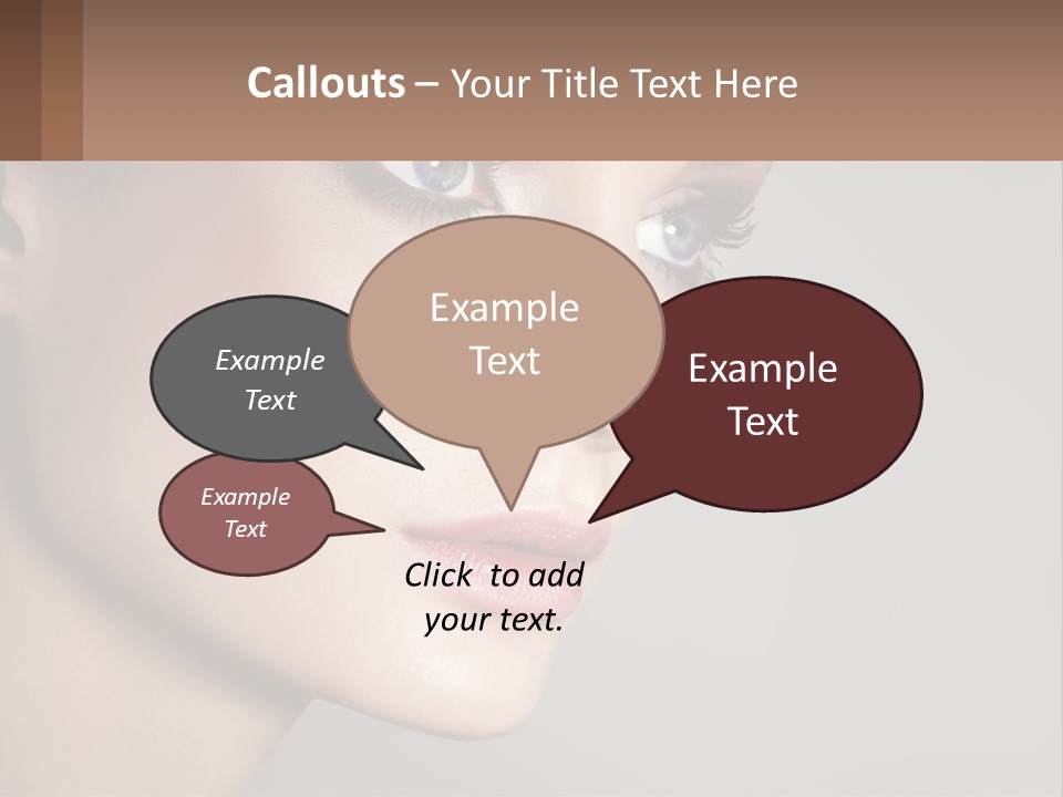 A Woman With Blue Eyes And A Brown Background PowerPoint Template