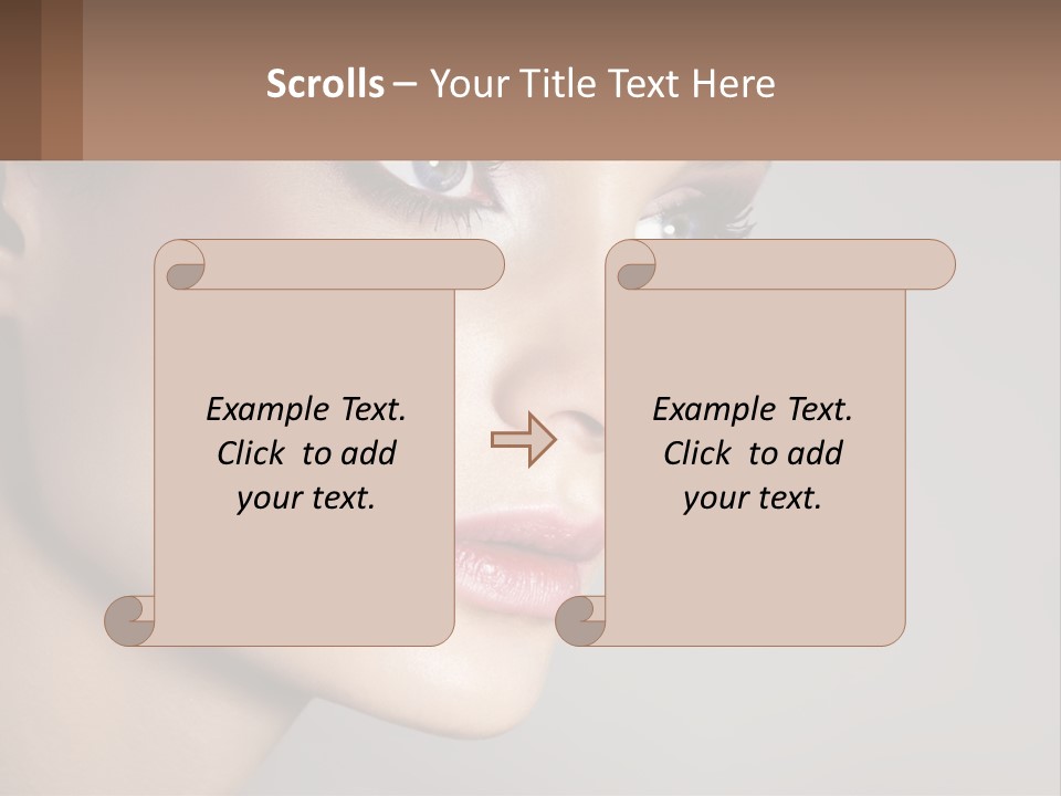 A Woman With Blue Eyes And A Brown Background PowerPoint Template