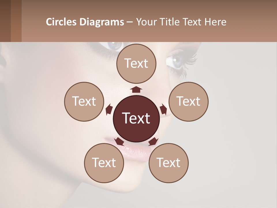 A Woman With Blue Eyes And A Brown Background PowerPoint Template