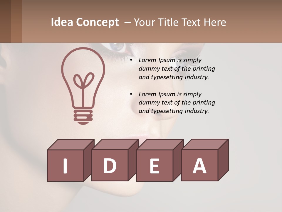 A Woman With Blue Eyes And A Brown Background PowerPoint Template