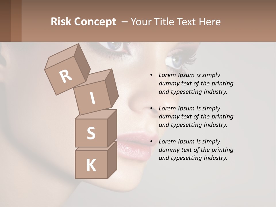 A Woman With Blue Eyes And A Brown Background PowerPoint Template