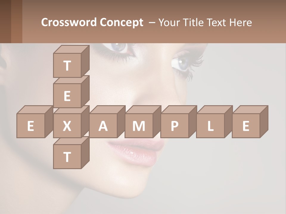 A Woman With Blue Eyes And A Brown Background PowerPoint Template