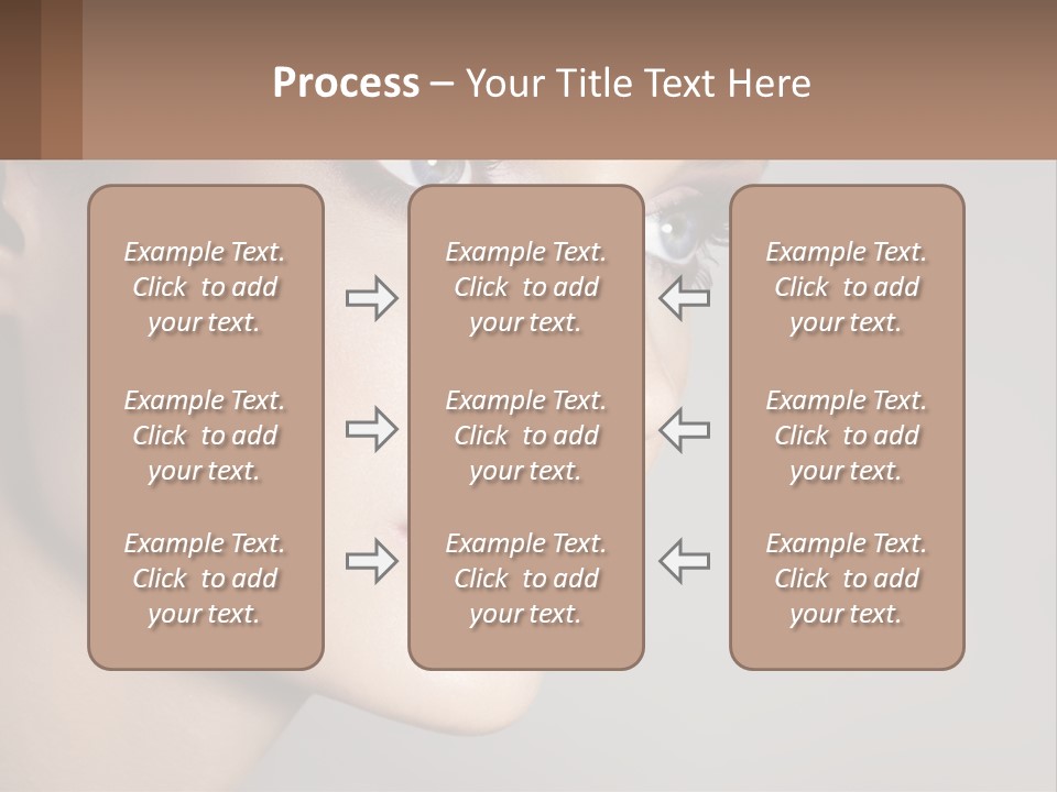 A Woman With Blue Eyes And A Brown Background PowerPoint Template