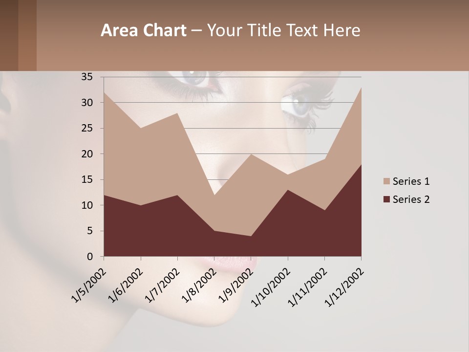 A Woman With Blue Eyes And A Brown Background PowerPoint Template
