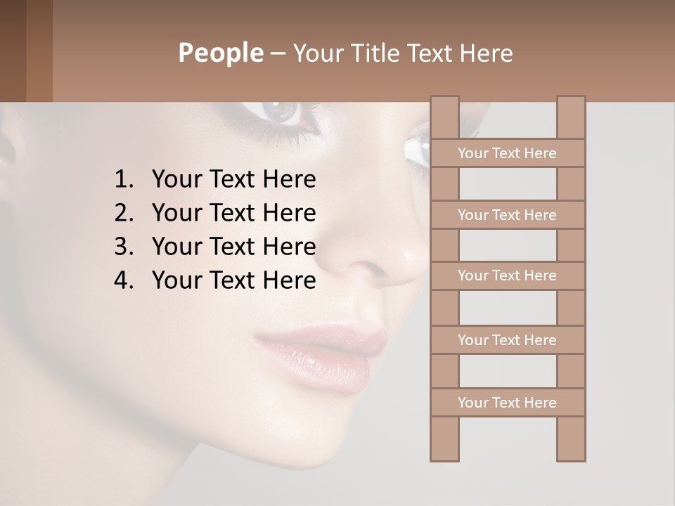 A Woman With Blue Eyes And A Brown Background PowerPoint Template
