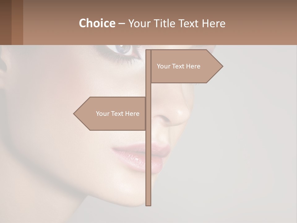 A Woman With Blue Eyes And A Brown Background PowerPoint Template