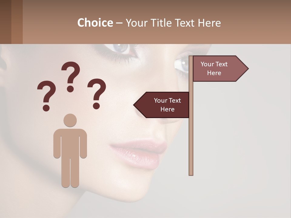 A Woman With Blue Eyes And A Brown Background PowerPoint Template