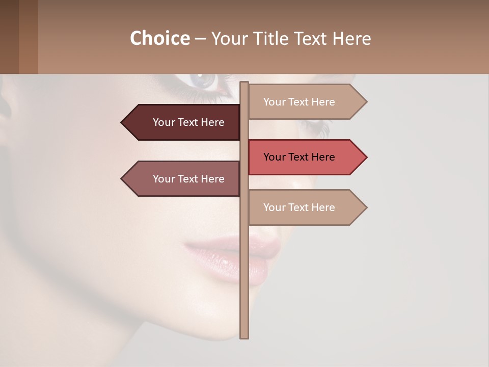 A Woman With Blue Eyes And A Brown Background PowerPoint Template