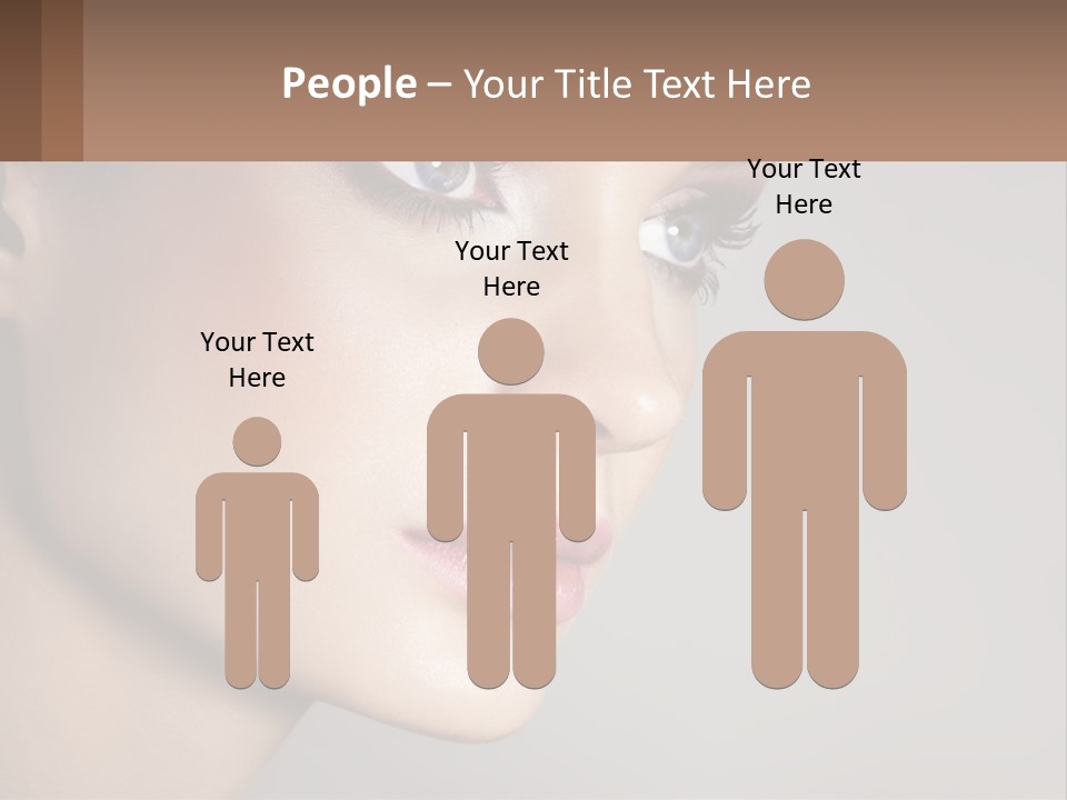 A Woman With Blue Eyes And A Brown Background PowerPoint Template