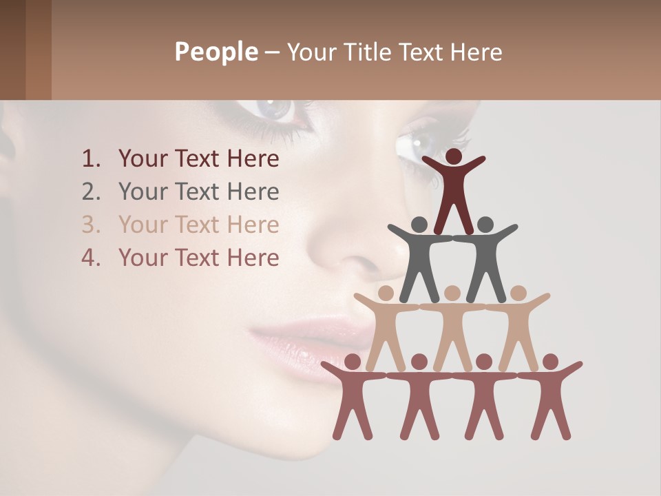 A Woman With Blue Eyes And A Brown Background PowerPoint Template