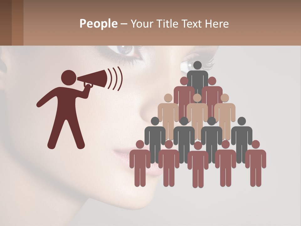 A Woman With Blue Eyes And A Brown Background PowerPoint Template