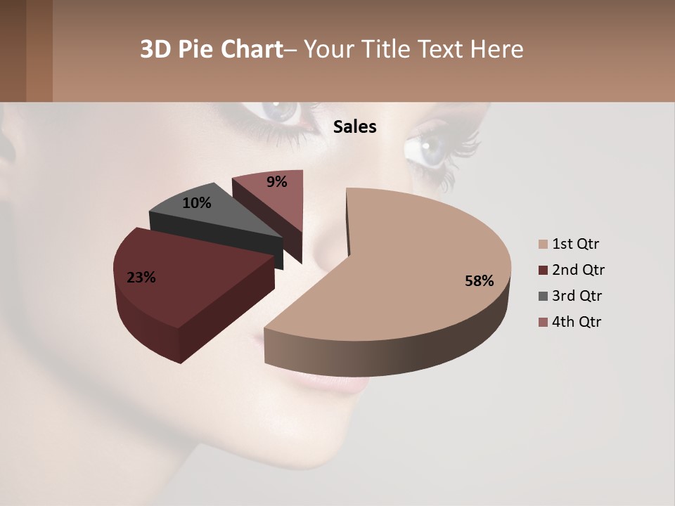 A Woman With Blue Eyes And A Brown Background PowerPoint Template