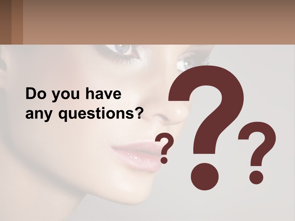 A Woman With Blue Eyes And A Brown Background PowerPoint Template
