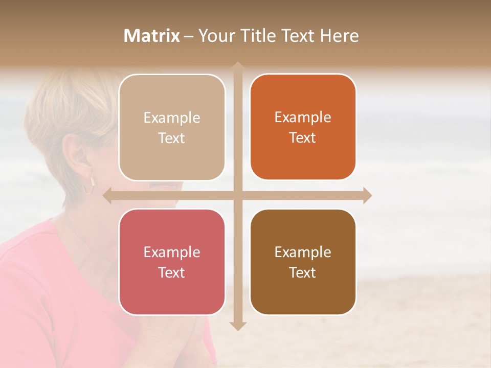A Woman In A Pink Shirt Is Praying On The Beach PowerPoint Template