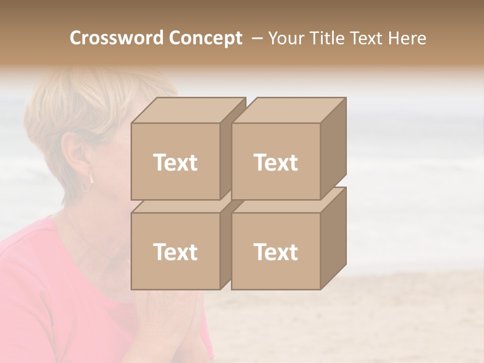 A Woman In A Pink Shirt Is Praying On The Beach PowerPoint Template