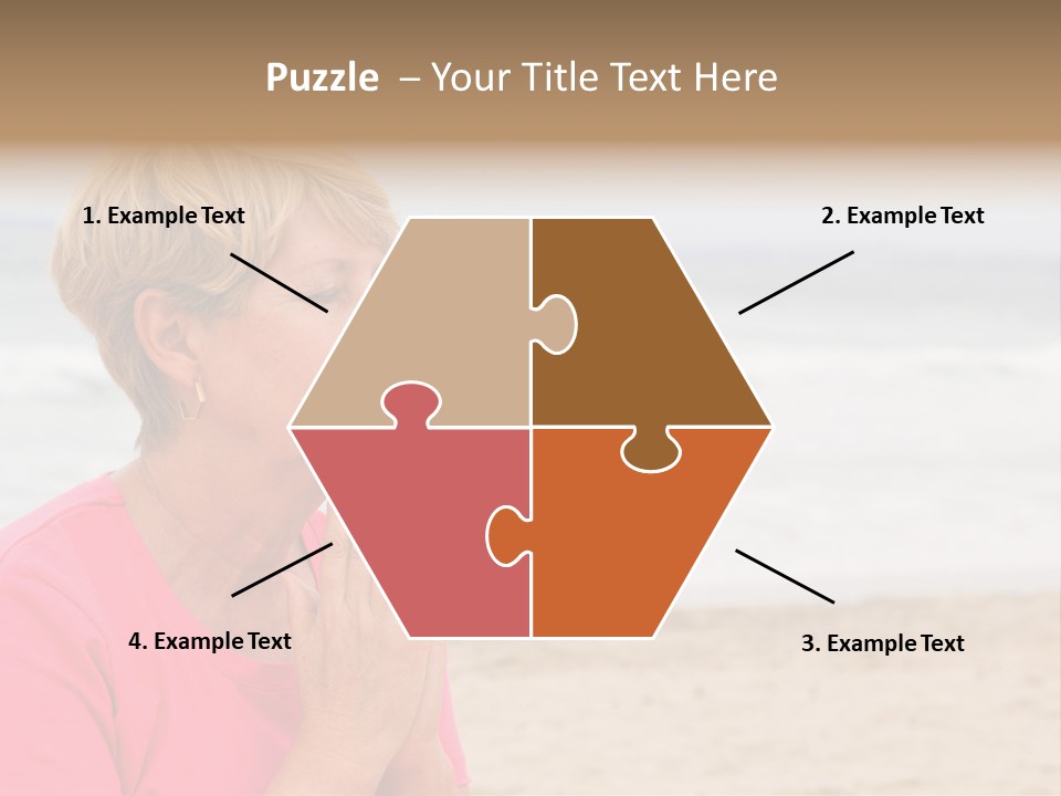 A Woman In A Pink Shirt Is Praying On The Beach PowerPoint Template