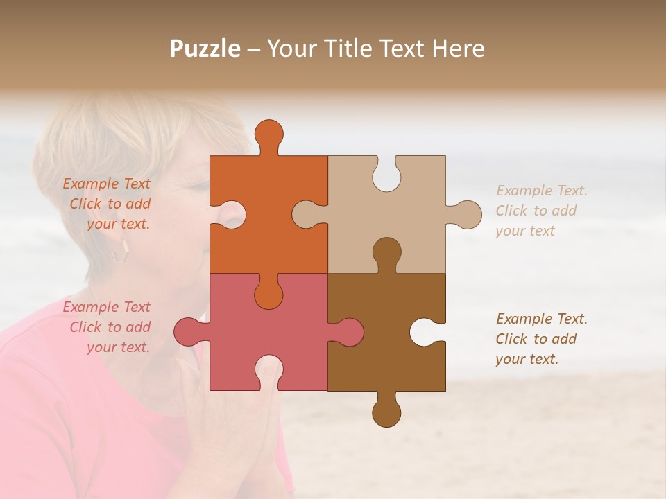 A Woman In A Pink Shirt Is Praying On The Beach PowerPoint Template