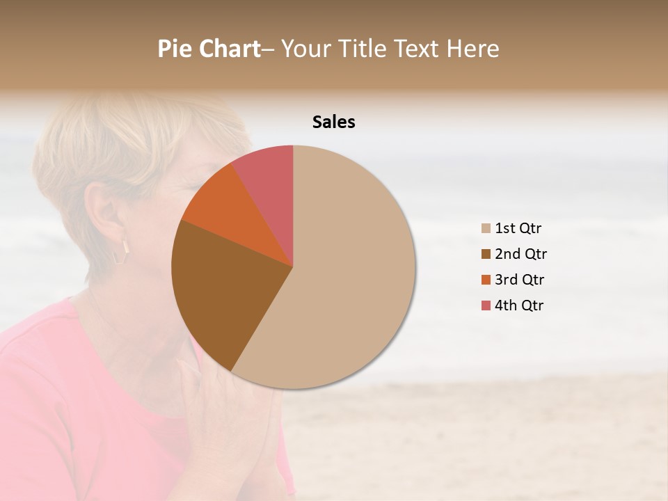 A Woman In A Pink Shirt Is Praying On The Beach PowerPoint Template