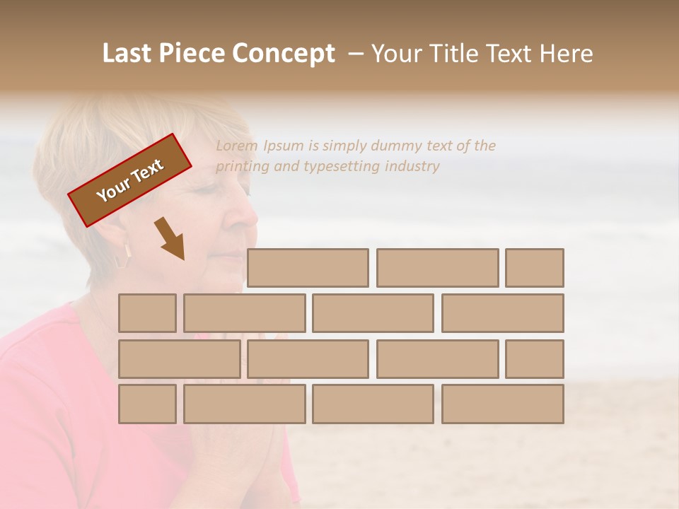 A Woman In A Pink Shirt Is Praying On The Beach PowerPoint Template