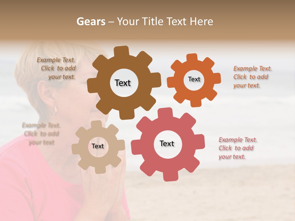 A Woman In A Pink Shirt Is Praying On The Beach PowerPoint Template