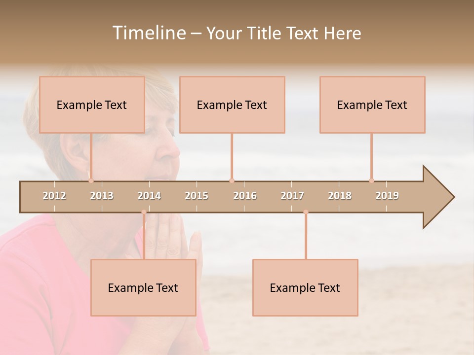 A Woman In A Pink Shirt Is Praying On The Beach PowerPoint Template