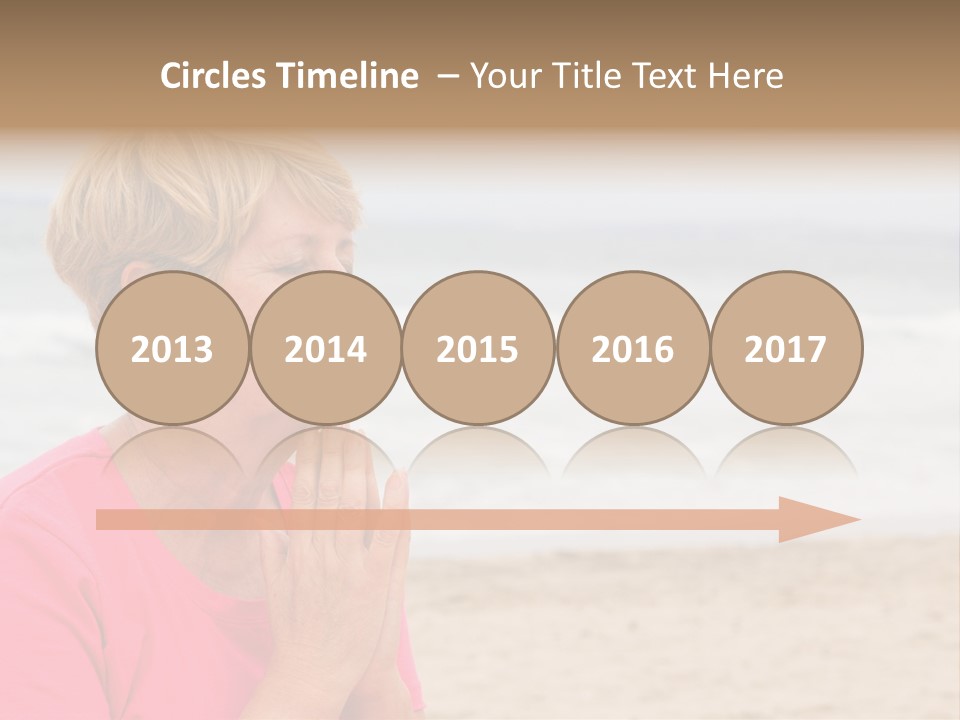 A Woman In A Pink Shirt Is Praying On The Beach PowerPoint Template