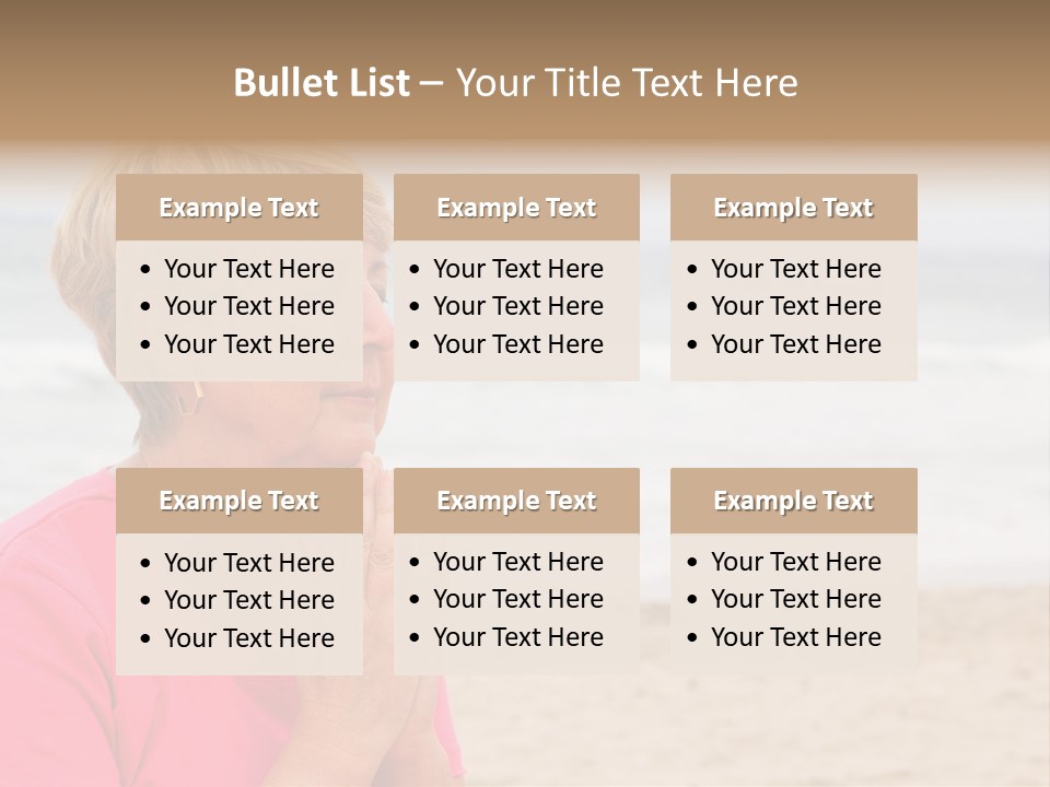 A Woman In A Pink Shirt Is Praying On The Beach PowerPoint Template