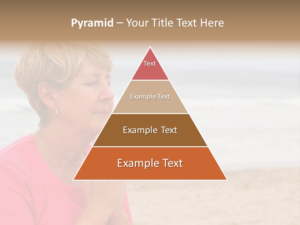 A Woman In A Pink Shirt Is Praying On The Beach PowerPoint Template
