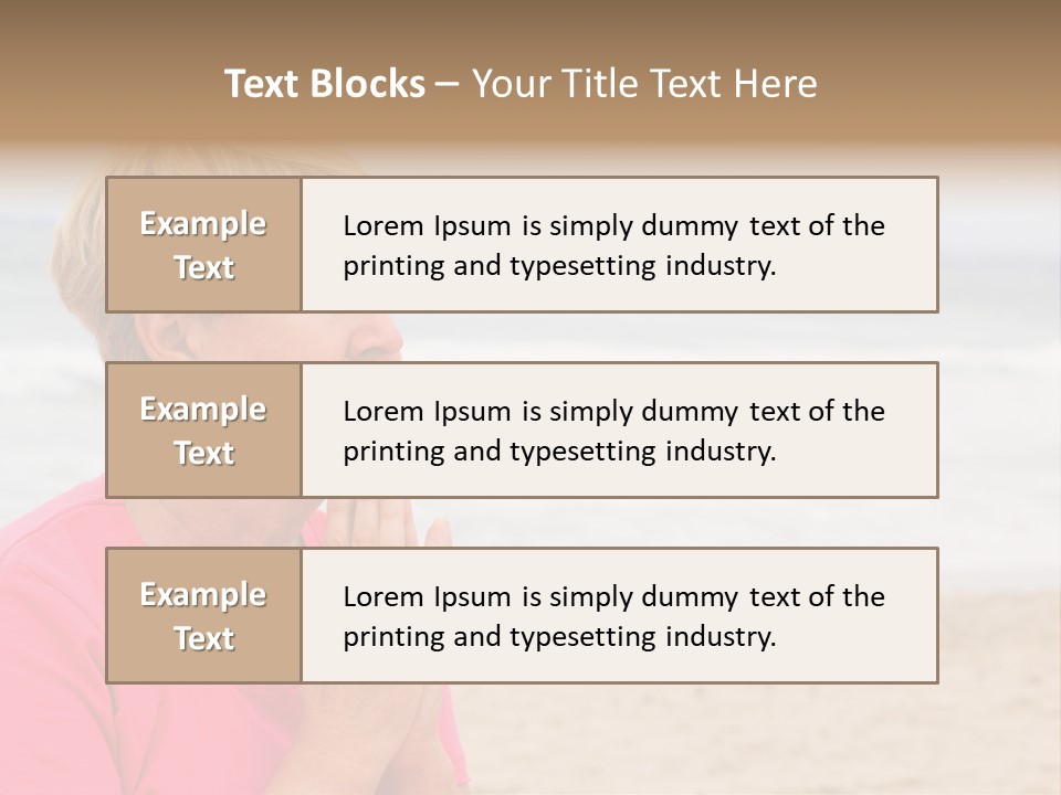 A Woman In A Pink Shirt Is Praying On The Beach PowerPoint Template