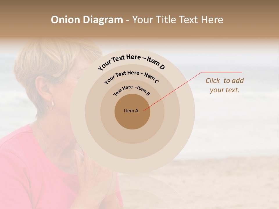 A Woman In A Pink Shirt Is Praying On The Beach PowerPoint Template