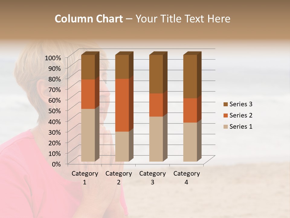 A Woman In A Pink Shirt Is Praying On The Beach PowerPoint Template