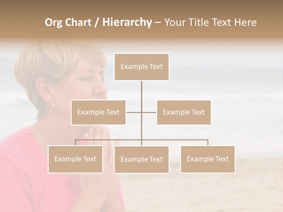 A Woman In A Pink Shirt Is Praying On The Beach PowerPoint Template
