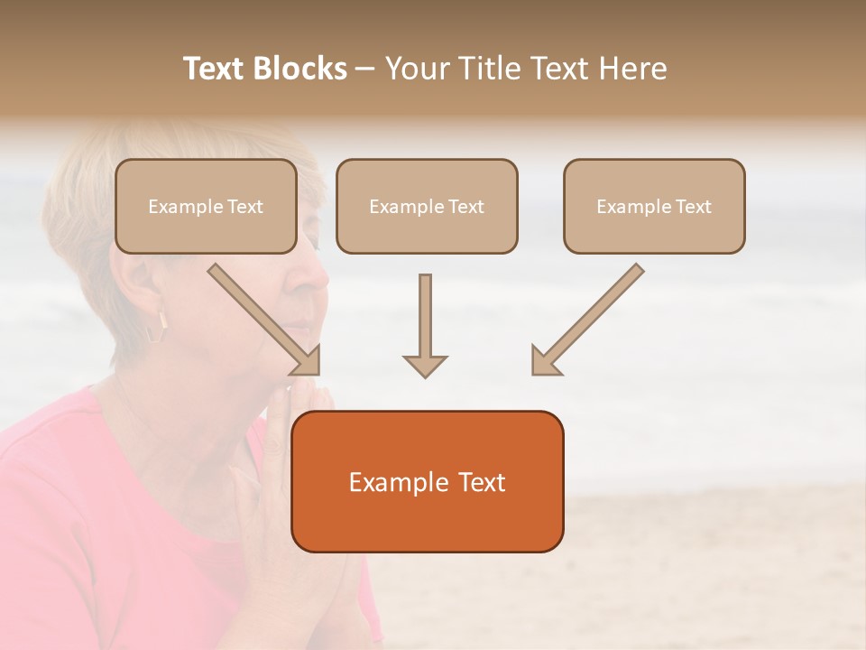A Woman In A Pink Shirt Is Praying On The Beach PowerPoint Template