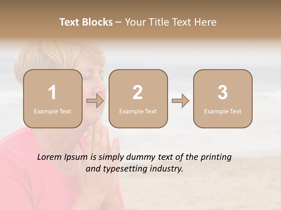 A Woman In A Pink Shirt Is Praying On The Beach PowerPoint Template