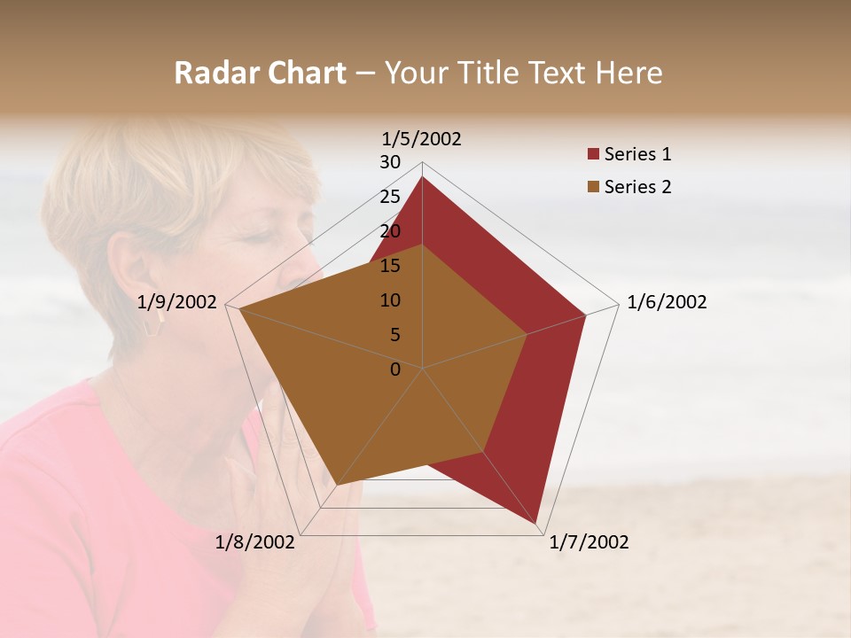A Woman In A Pink Shirt Is Praying On The Beach PowerPoint Template