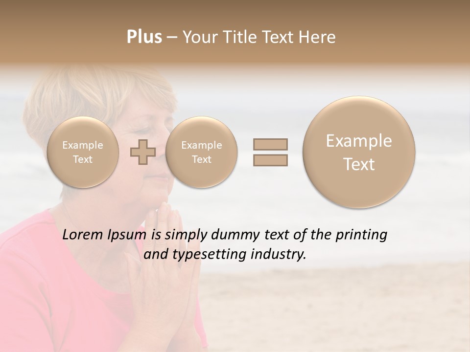 A Woman In A Pink Shirt Is Praying On The Beach PowerPoint Template