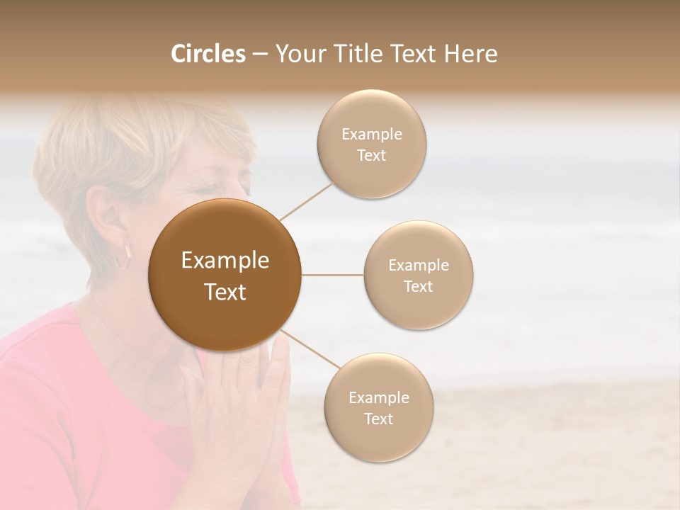 A Woman In A Pink Shirt Is Praying On The Beach PowerPoint Template